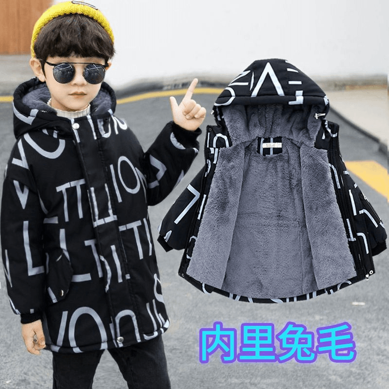 男童外套2024新款中大童冬季外套加绒加厚保暖儿童冬季棉袄派克XT