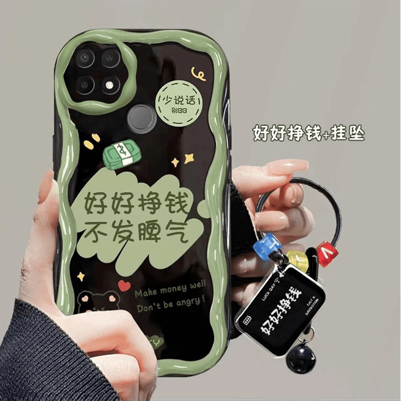 好好挣钱oppoa35手机壳PEFM00气囊防摔软壳全包ins风时尚新款挂坠