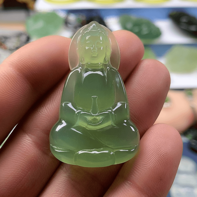 【闪购商品】蛇纹石玉挂坠合金爱**诺