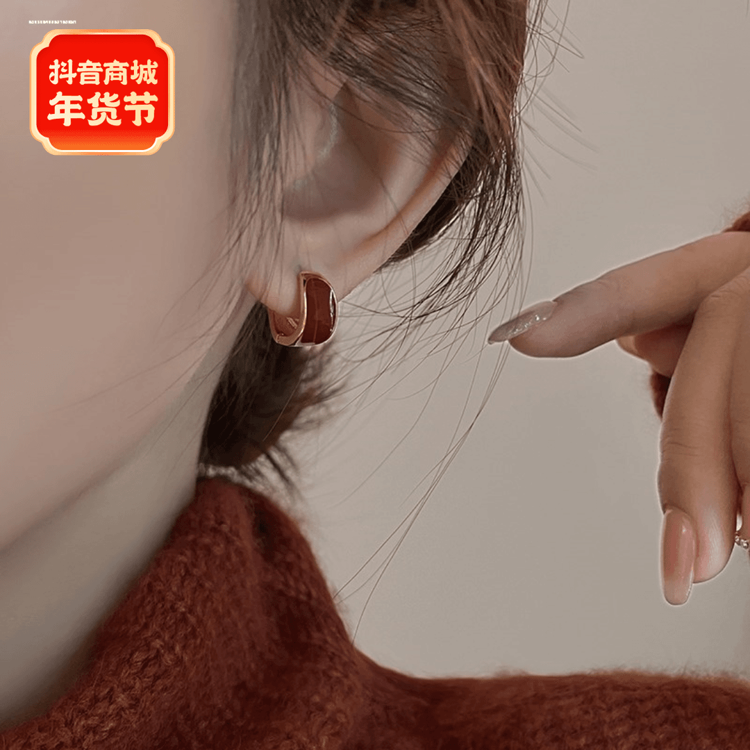 显白耳饰简约气质滴油耳扣精致新款女个性轻奢百搭设计潮ins网红