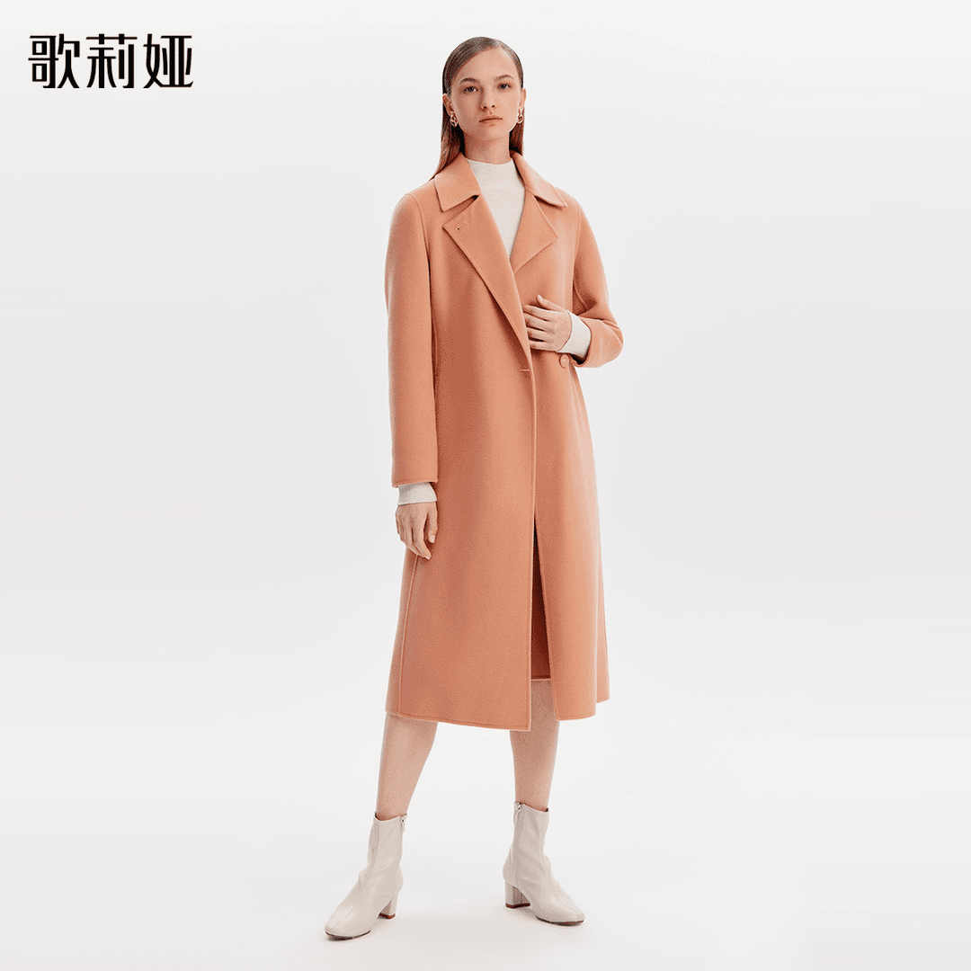 【商场同款】歌莉娅 反季新品全羊毛双面呢大衣中长款 1ASC6E75A