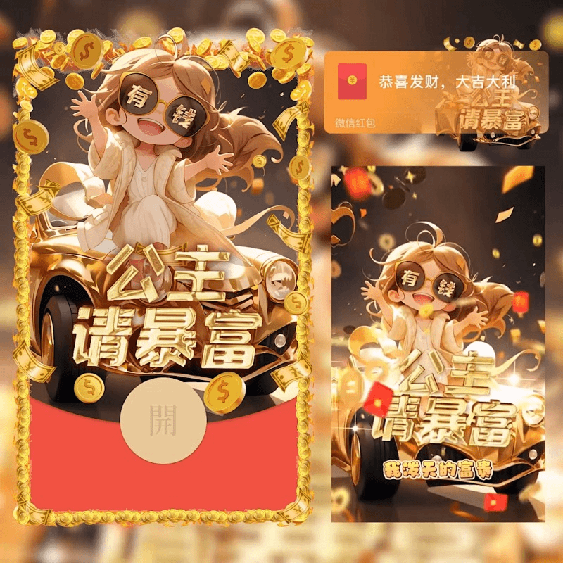vx龙年红包封面券定制 春节红包封面动态音乐皮肤封面序列号2024