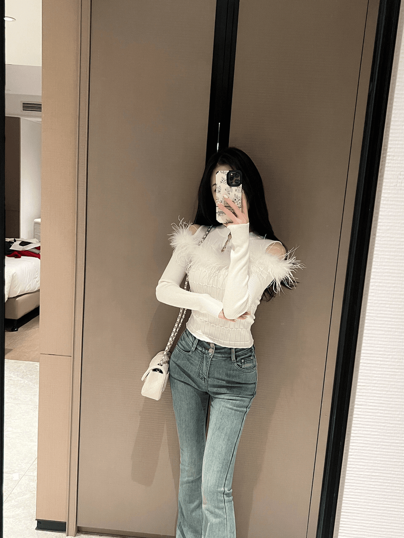 2024早春新款韩版气质修身显瘦上衣百搭紧身牛仔裤两件套女 M1578
