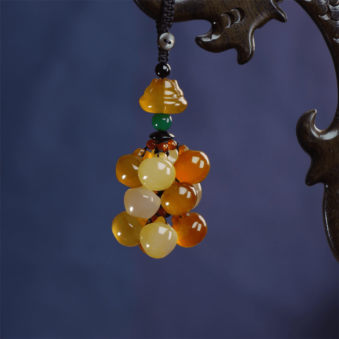 B006玉苹果车钥匙扣挂件/包包挂件 天然玛瑙玉石手工编织爆款吊坠