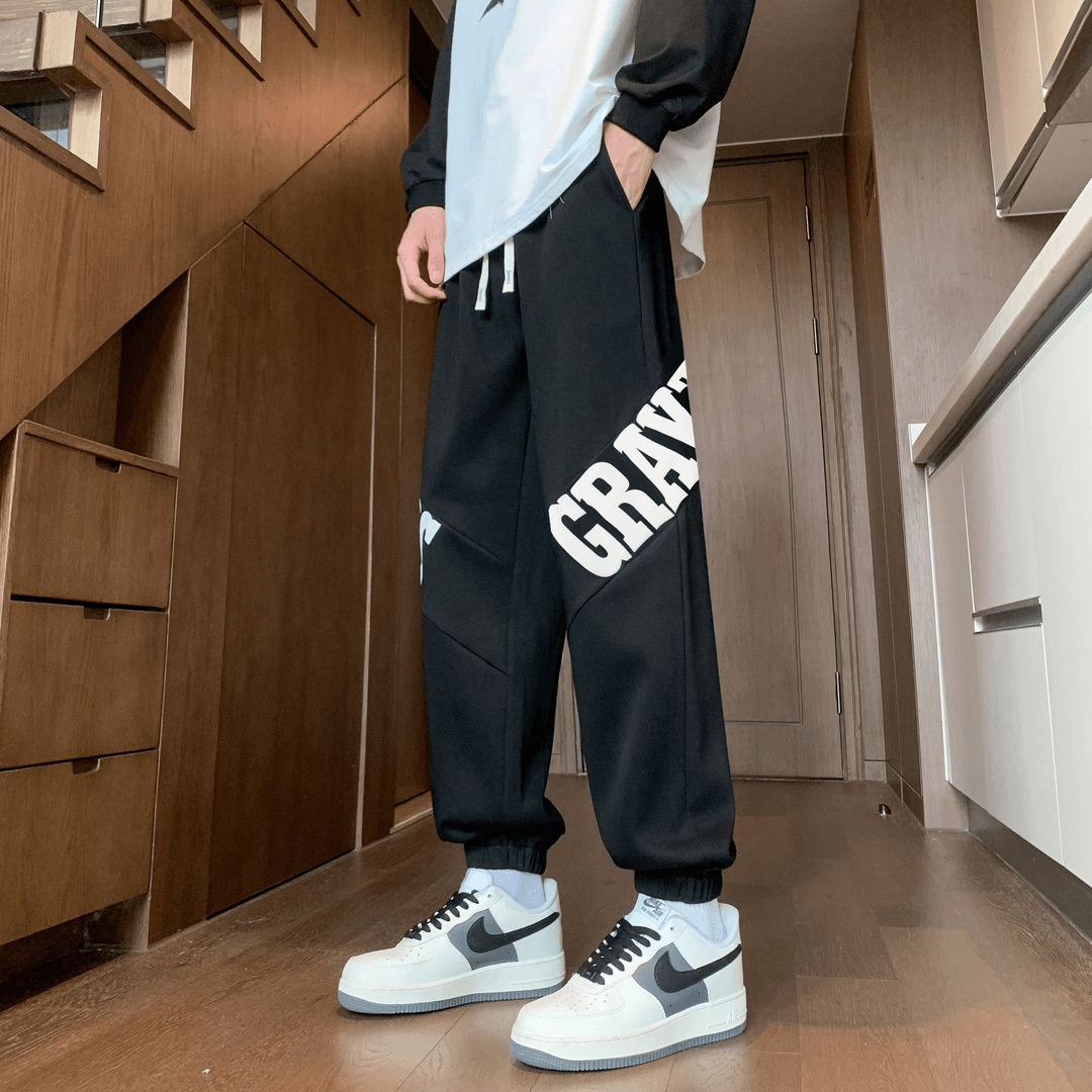 秋季新款休闲长裤子男士宽松百搭青少年运动潮流时尚学生束脚卫裤