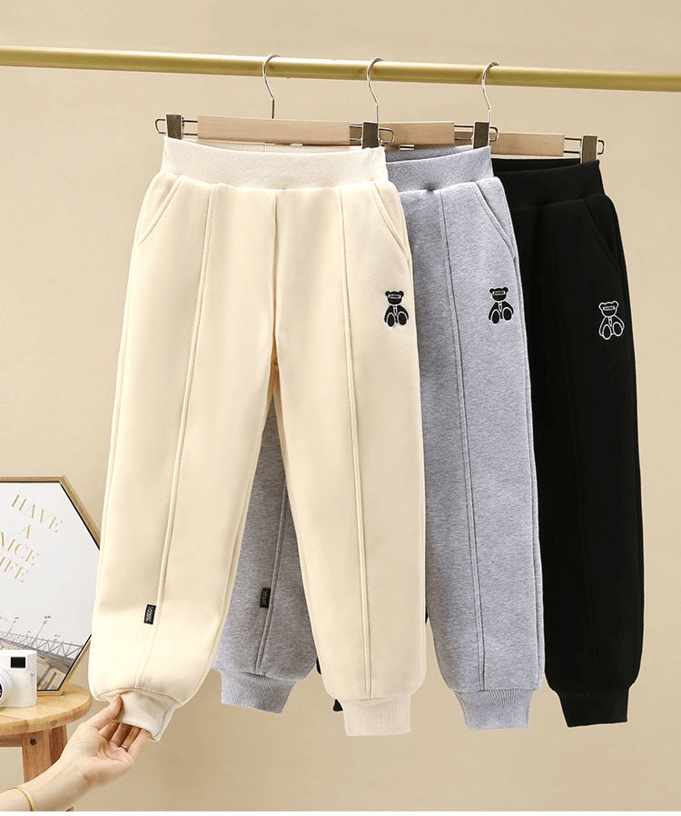 2023加绒加厚儿童一条过冬夹棉裤子女大童运动裤女2024