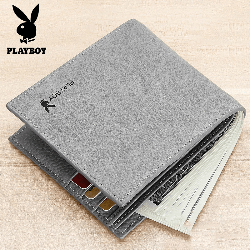 PLAYBOY男士钱包短款新款学生高档零钱包韩版时尚简约薄款皮夹潮