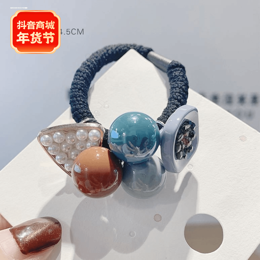 可爱ins洋气珠珠圆球发圈橡皮筋新款个性手链韩版女生三角高弹力