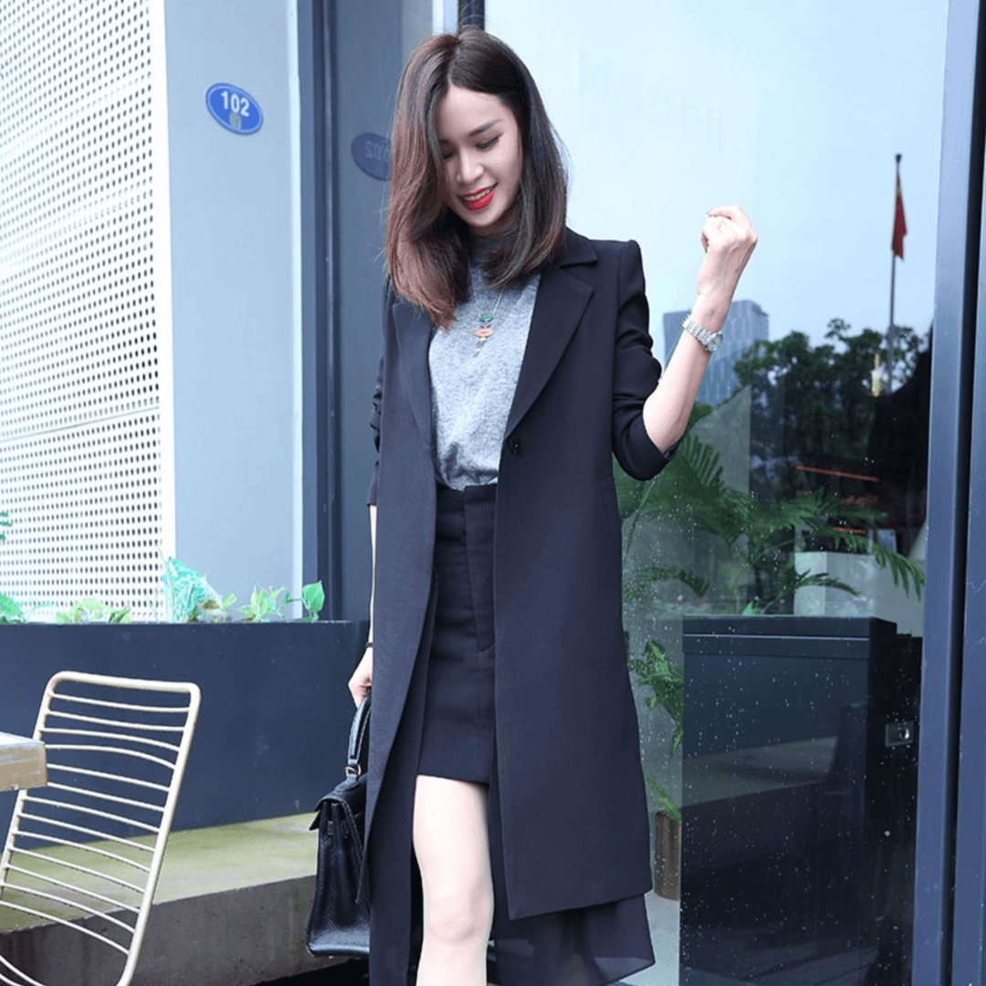 2023年西装外套女春秋女装中长款西服大衣秋季新款上衣气质上档次
