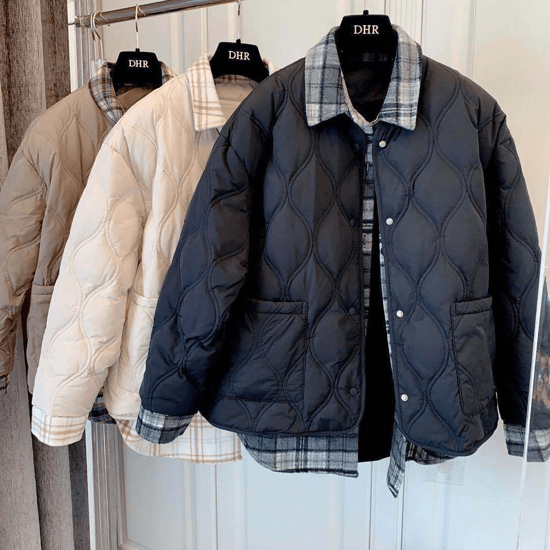 舒适衣秋冬新款加厚港风宽松学生拼接复古格子衬衫两件舒适服外套