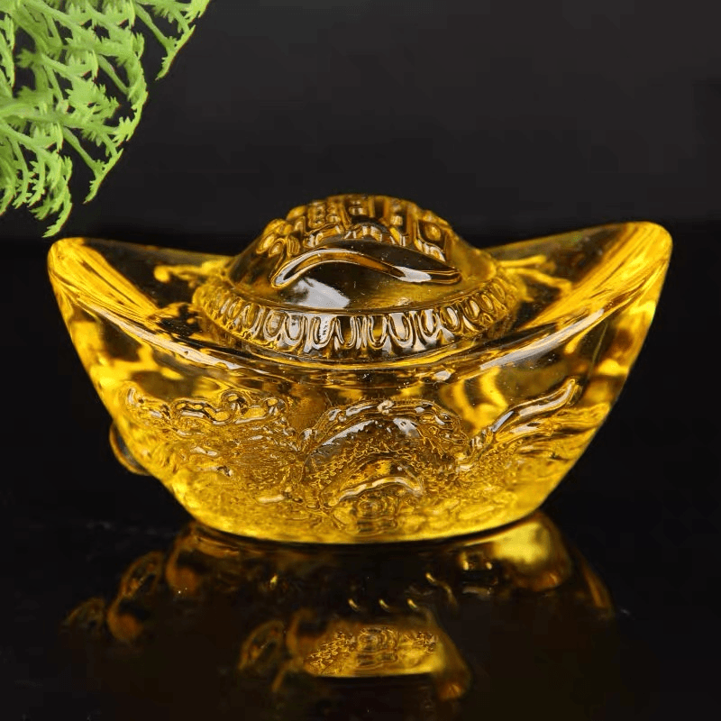 城丽【大元宝】琉璃工艺金元宝桌面创意财财实心摆件/个