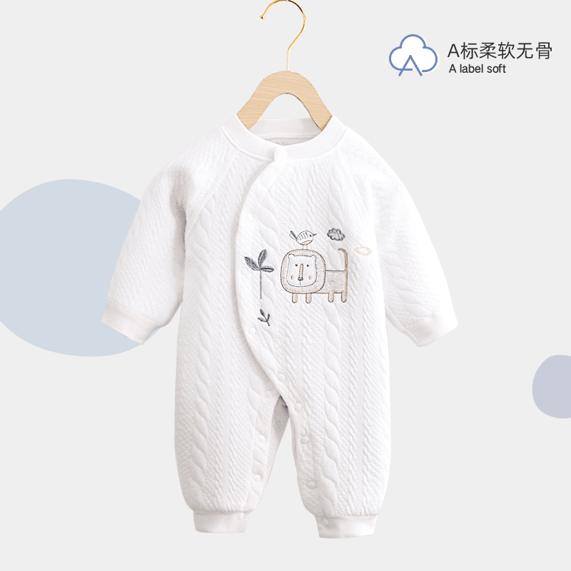 新生婴儿秋冬季宝宝连体衣保暖纯棉爬服柔软加厚宝宝保暖哈衣长袖
