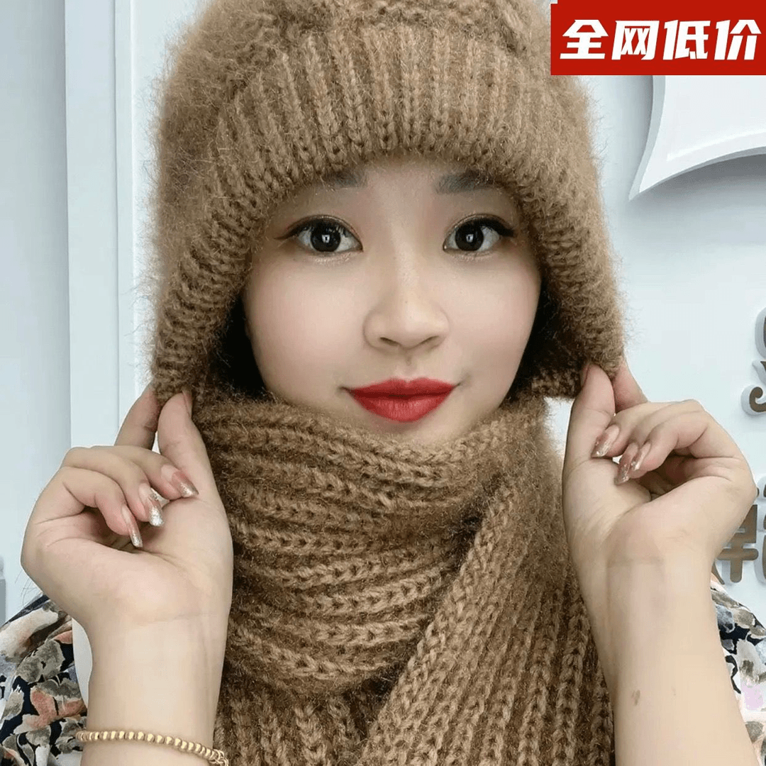 包邮帽子女冬季加厚保暖帽秋冬新款松鼠绒毛线编织女网红保暖