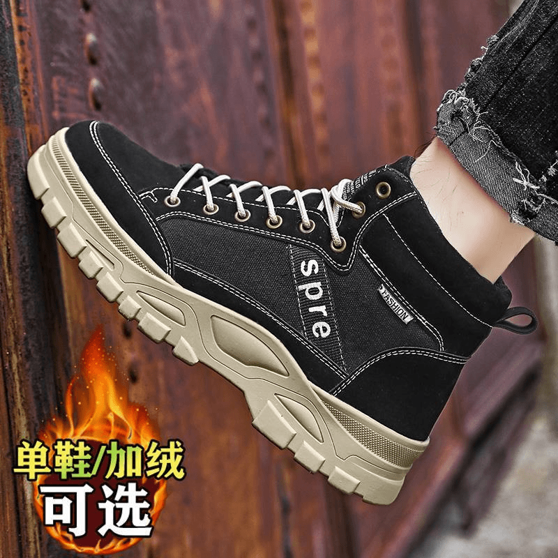 尺码高筒男鞋秋冬季2024新款鞋子男士46马丁靴加绒保暖休闲潮鞋45