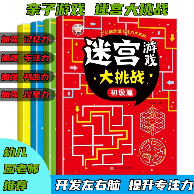 迷宫大挑战全四册亲子游戏幼儿园3456岁初中高级进阶式益智游戏