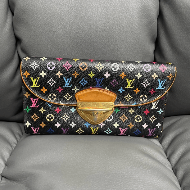 95新 LouisVuitton/路易威登 黑三彩钱包75668