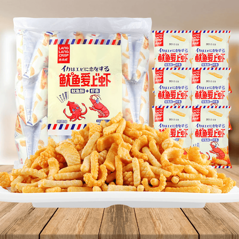 虾条脆薯条膨化琅琅脆鱿鱼爱上虾一整箱小包休闲原味追剧网红零食