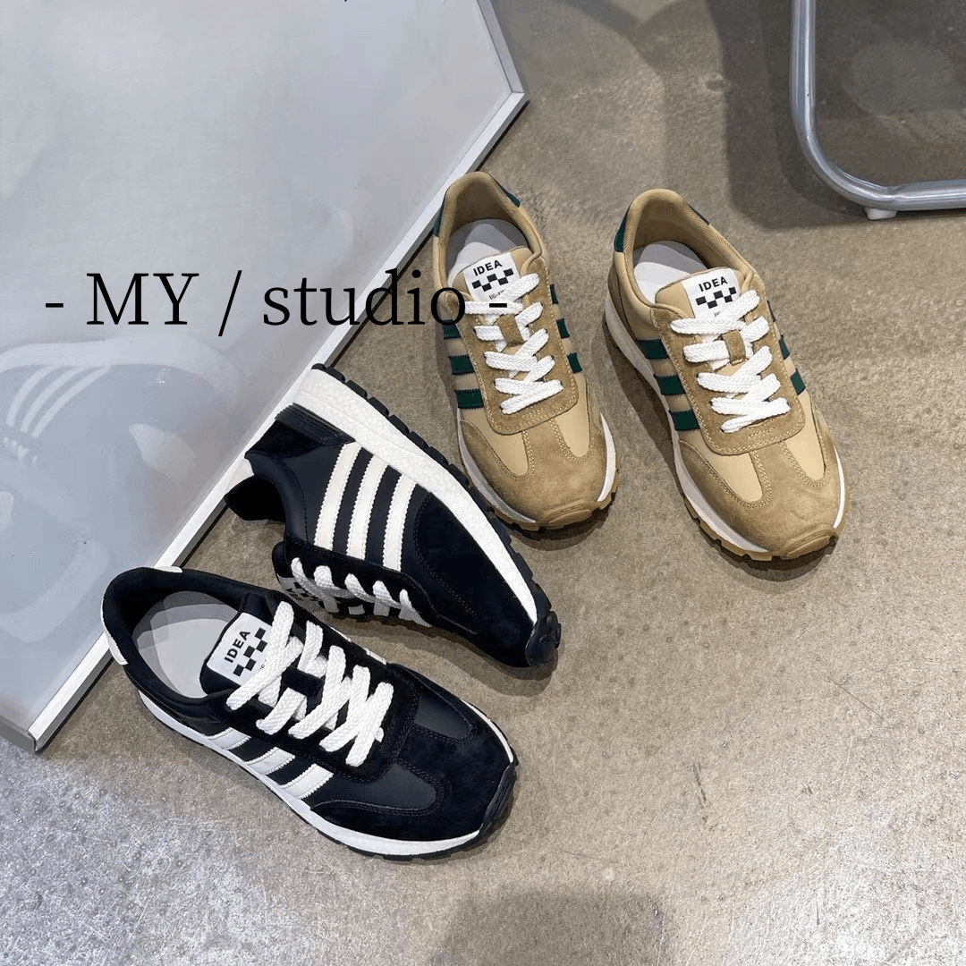 MYstudio爆米花底系列~秋季新款真皮百搭韩国华夫拼色厚底阿甘鞋