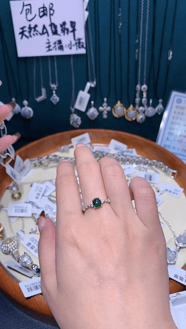 【闪购商品】翡翠戒指银S925镶嵌120