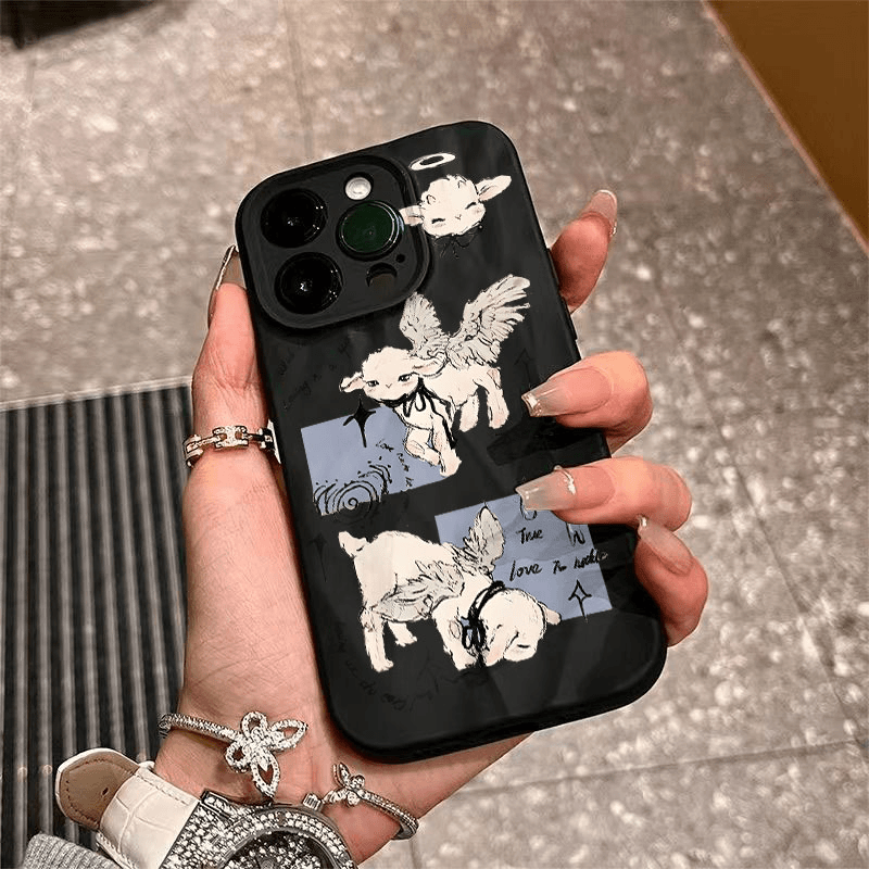 褶皱款天使小羊适用苹果15手机壳iphone15promax防摔12/14/13/x