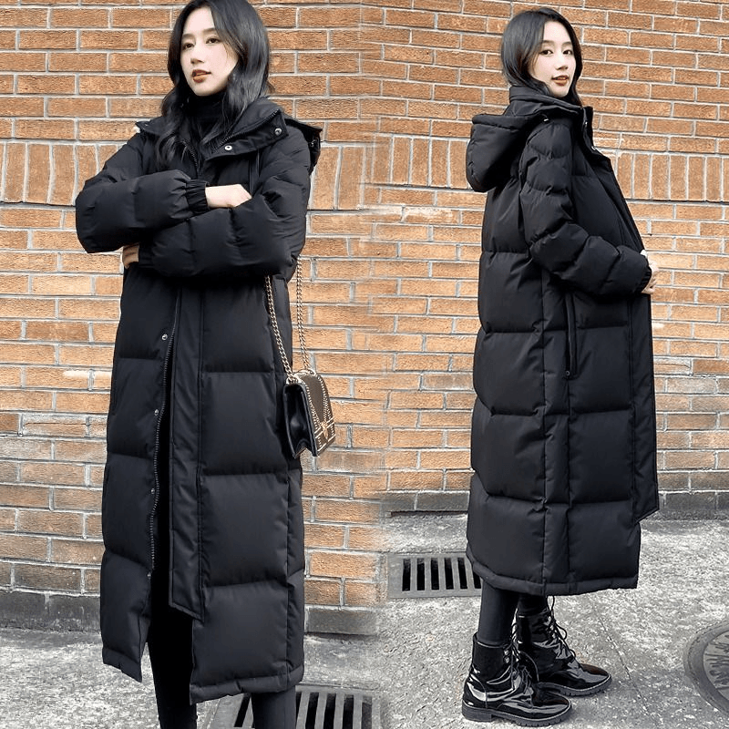 波司澄爆款羽绒棉服女长款2023年冬季新款韩版棉衣过膝大码显瘦款