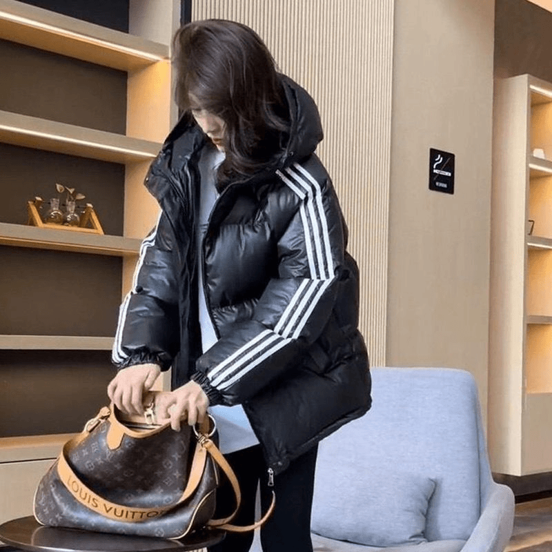 波司登韩国风三条杠连帽羽绒羽绒服2023冬季新款加厚面包服宽松短