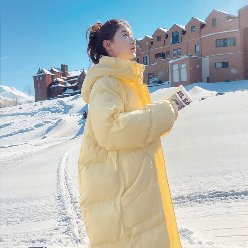 波司登奶油中长款过膝面包服女韩版连帽2023冬季新款甜美