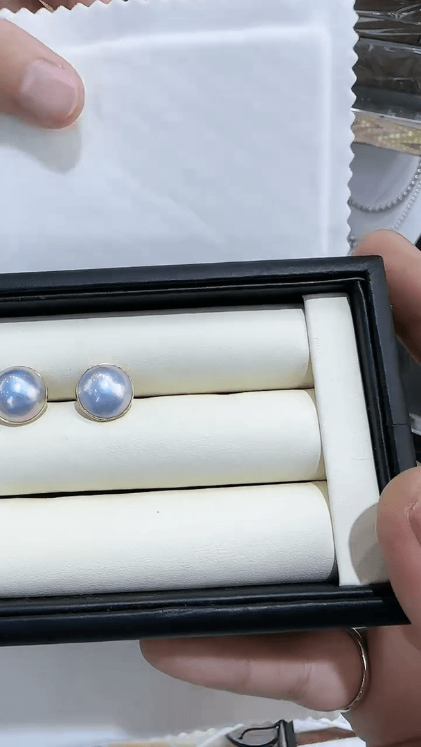 【闪购商品】拼合珍珠（马贝珠）耳钉未镶嵌海水马贝耳钉12-13mm