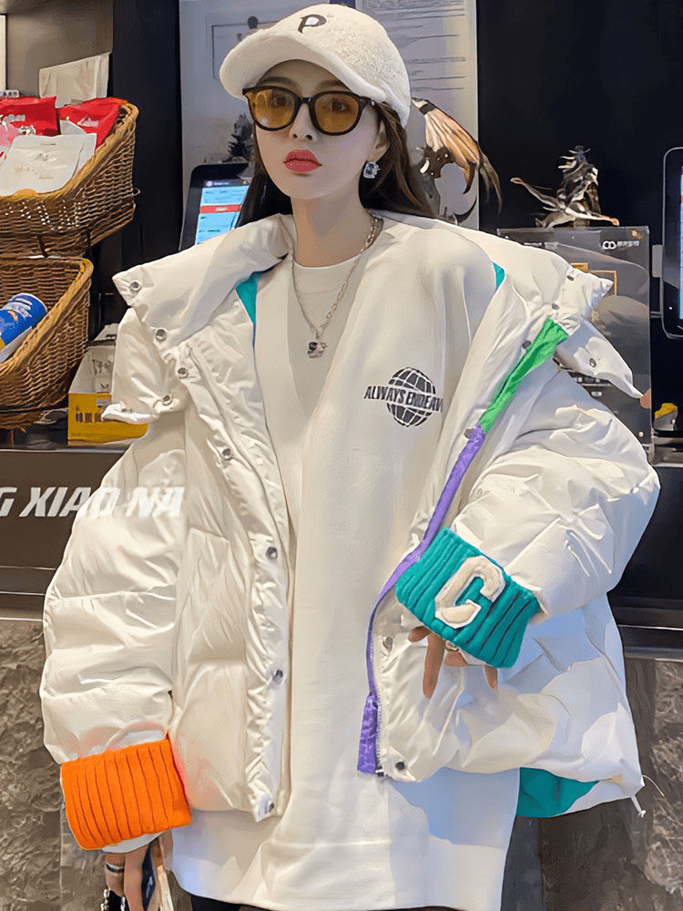 2023新款服字母针织袖口面包服女冬洋气衣小个子袄宽松加