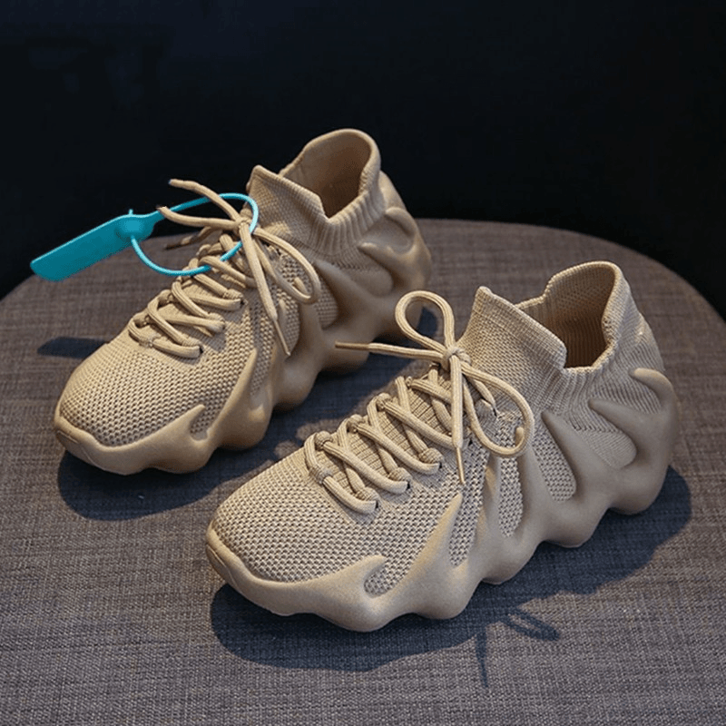 回力瑞地球棕八爪鱼底鞋2023新款椰子鞋火山袜子鞋透气网面运动鞋