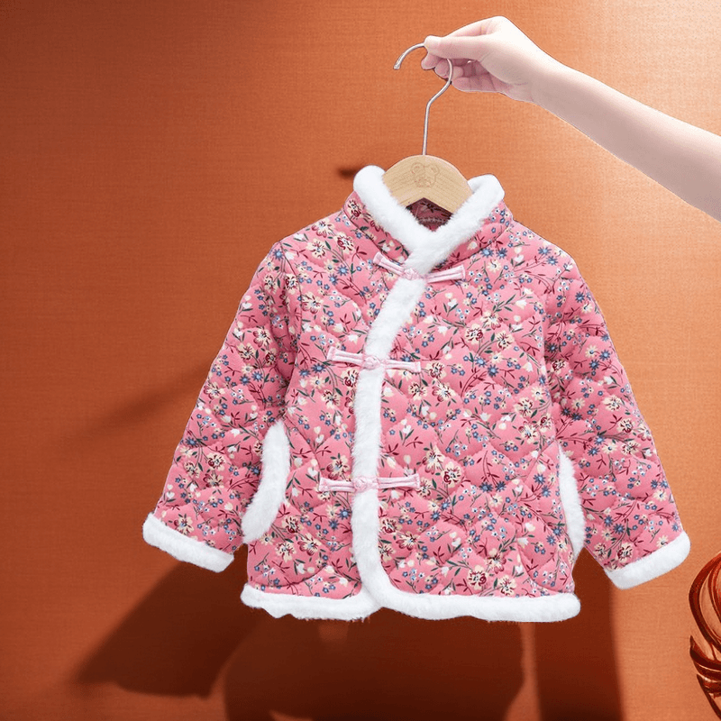 保暖女童大花棉袄亲子装女孩碎花棉衣儿童洋气盘扣拜年服网红加厚