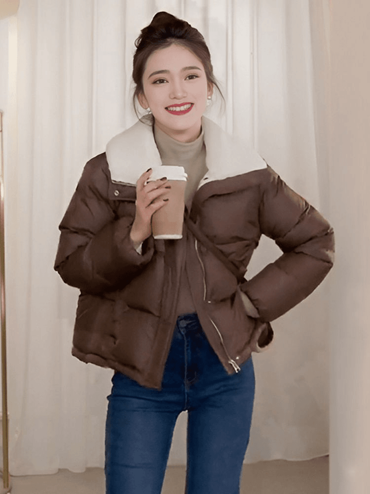 短款小个子加厚棉服女冬季新款百搭显瘦立领面包服外套