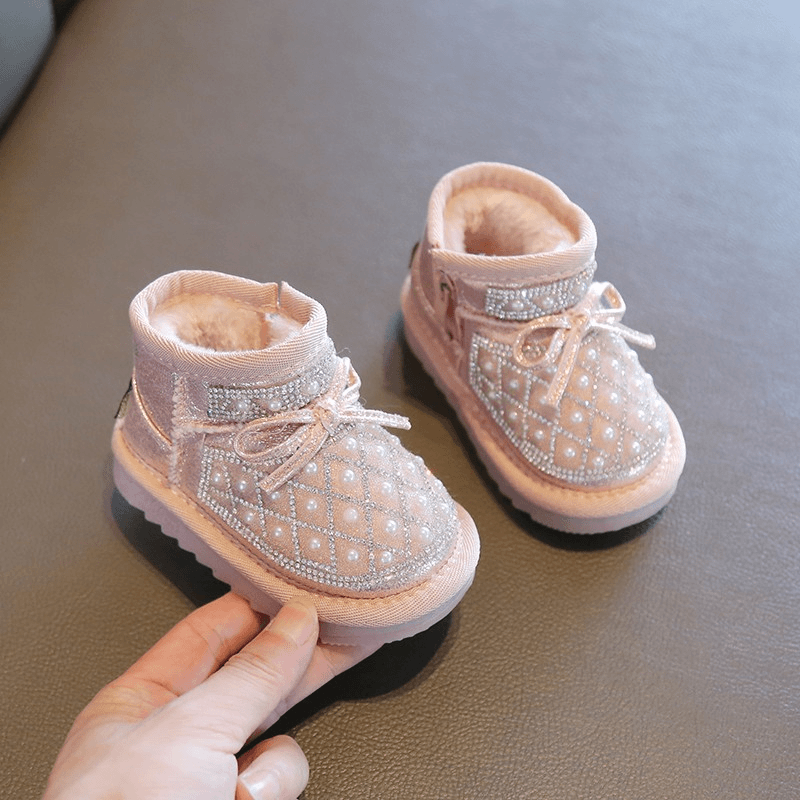 回力瑞冬季女宝宝棉鞋软底学步鞋女童公主鞋子加绒加厚保暖雪地靴