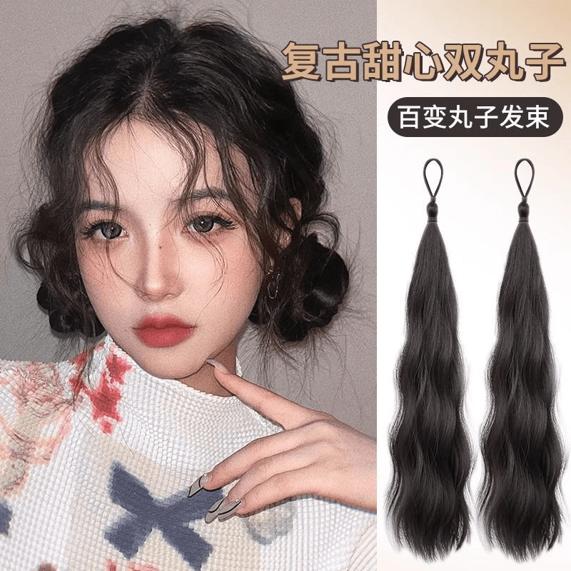 丸子头发包发束自绕一体式仿真发圈增发量蓬松花苞头盘发神器发包