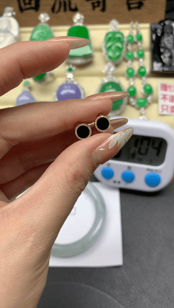 【闪购商品】翡翠耳饰18K金镶嵌179-多人