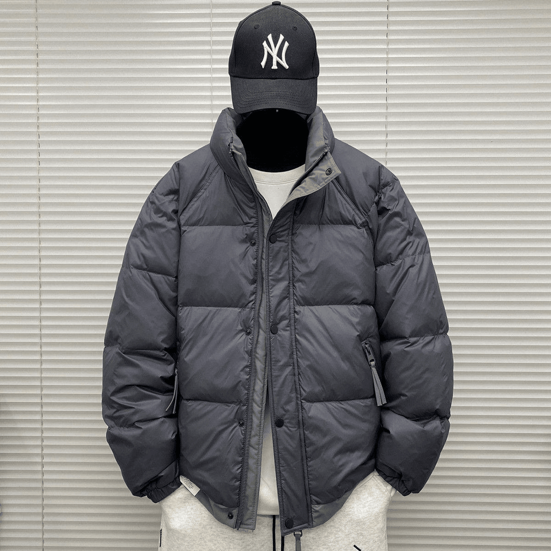 冬季鸿星正 品牌鸭绒立领羽绒衣服男士冬季装大码日系休闲薄款保