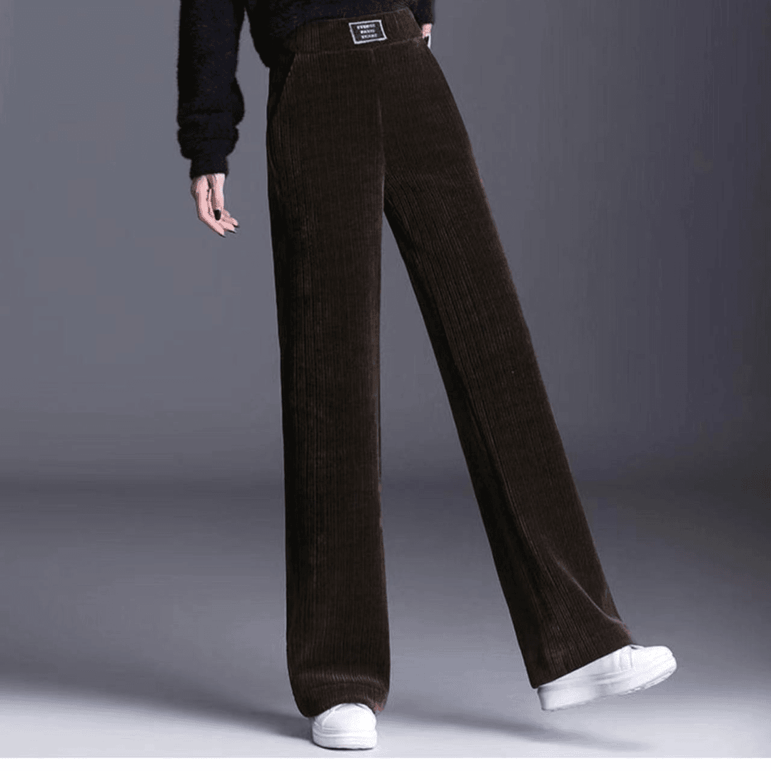 显瘦加绒女加厚紧腰直筒条绒阔腿裤冬季心灯芯绒长裤子3540女裤
