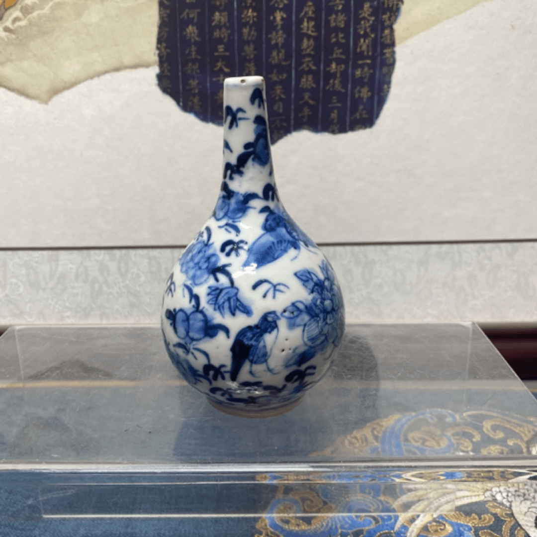 清晚期青花花鸟胆瓶，Kc20230814195