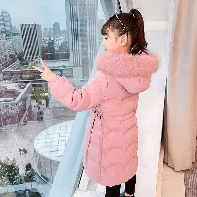 女童棉服2024年冬季新款加厚中长款棉袄中大洋气冬装羽绒棉衣