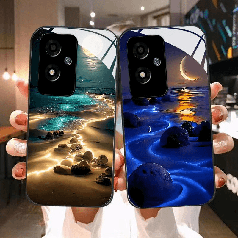 适用OPPO A2m手机壳月色海风景时尚小众个性全包玻璃保护套男款新