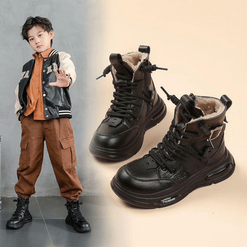 男童百搭马丁靴儿童新款秋冬女童学生鞋加绒加厚中大童耐脏靴子潮
