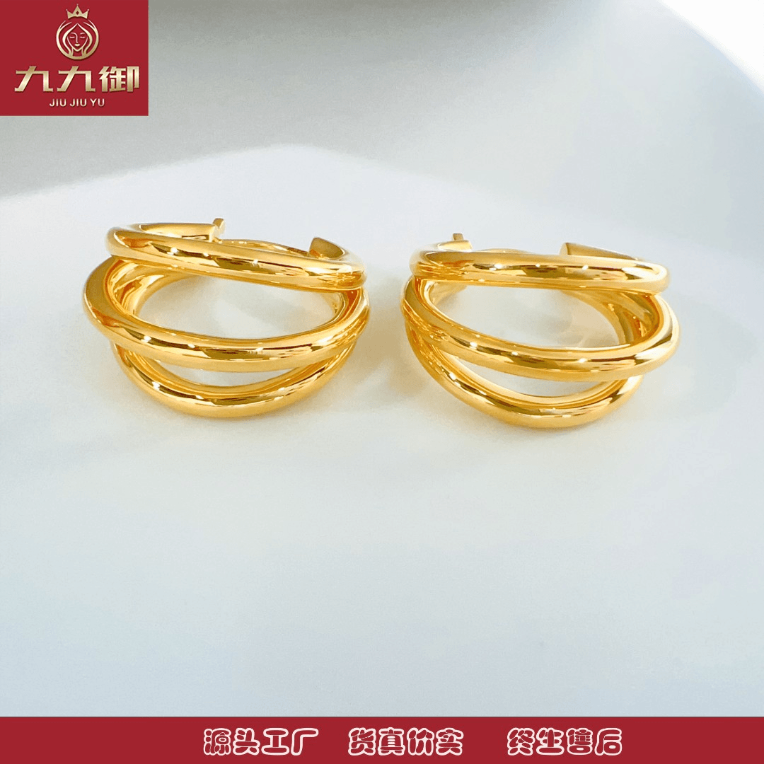 JIUJIUYU/九九御855【九九御】 5D足金999时尚猫爪黄金耳圈