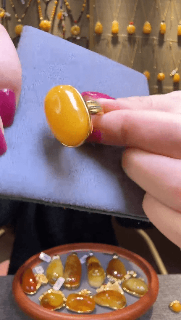 【闪购商品】蜜蜡戒指银S925镀金镶嵌A510蜜蜡戒指