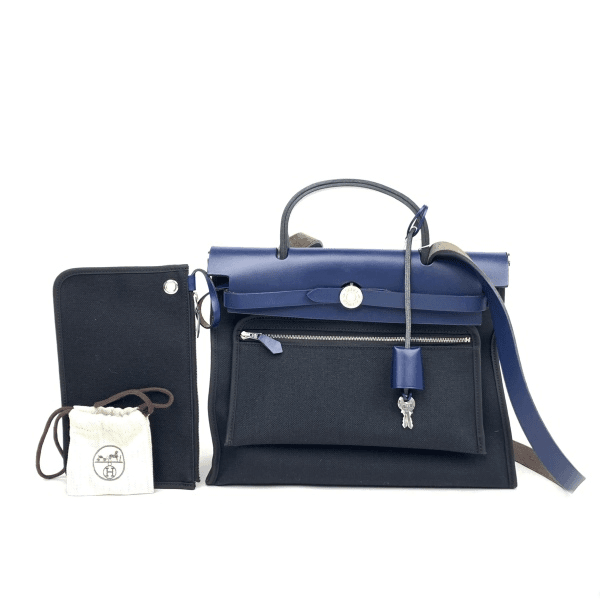 98新/爱马仕/HerbagPM31 拼色牛皮/帆布/单肩包