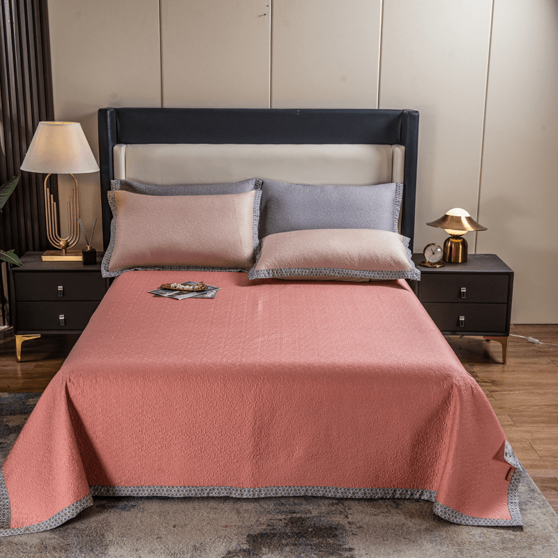 V/雅鹿小茶芯床盖三件套轻奢加厚榻榻米绗缝奶绒多功能双面纯色