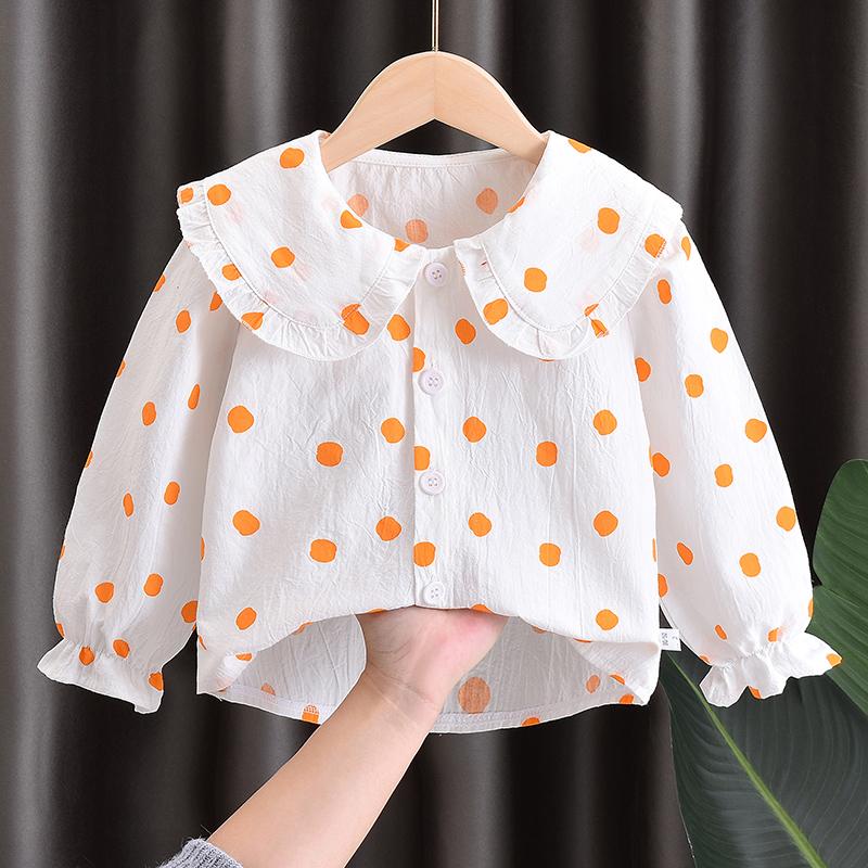 女童衬衫宝宝长袖春秋2022新款儿童碎花衬衣洋气小女孩打底上衣薄-2