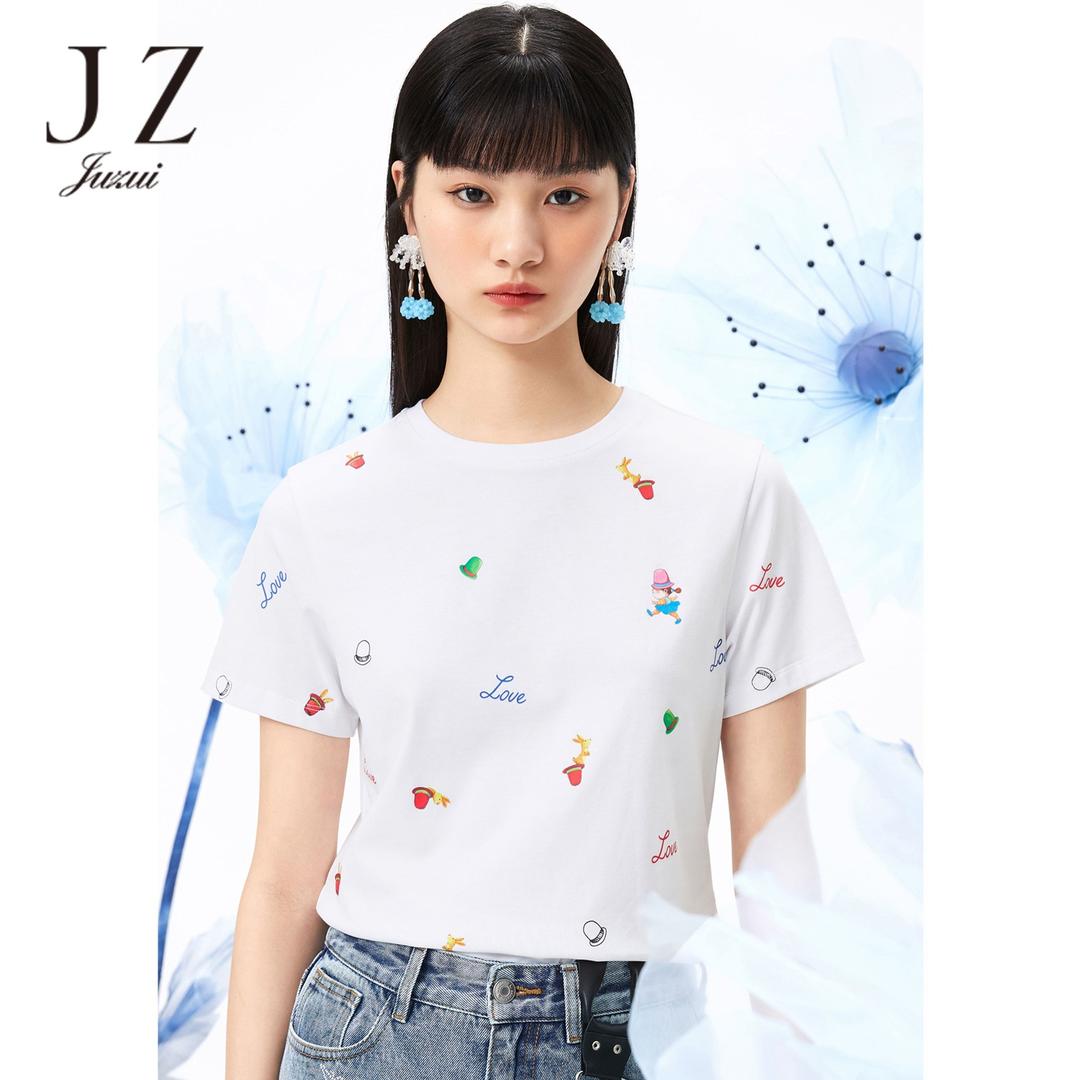 JTBX83322玖姿新款繪本作家幾米联名款冰氧吧黑科技T恤