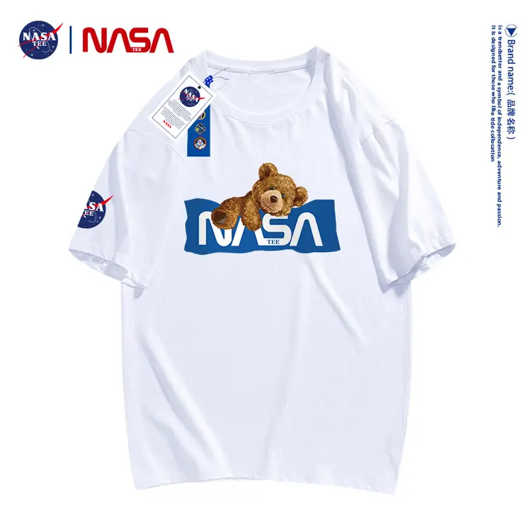 NASA TEE联名款 2022新款卡通字母印花男女同款纯棉T恤ins#8820