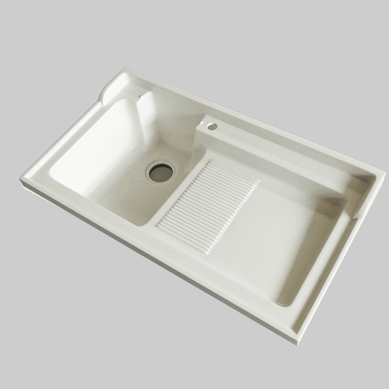 定制阳台洗衣盆一体式人造石英石洗衣池带搓衣板家用洗衣槽台上盆