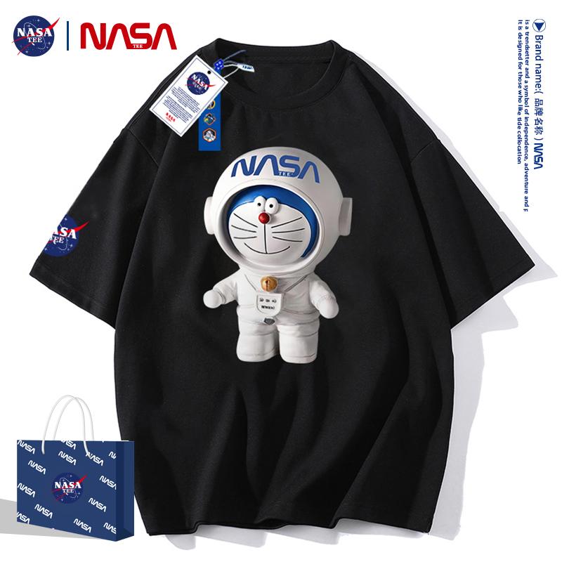 NASATEE联名款2022新款卡通字母印花男女同款纯棉T恤#叮当猫